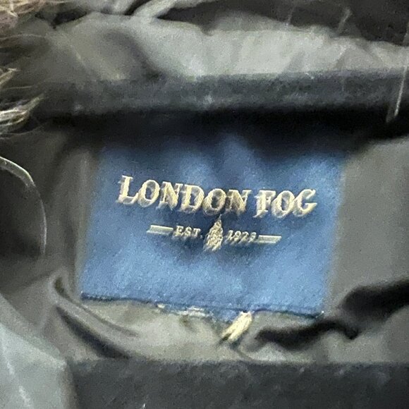 London Fog Olive Green Down Alternative Parka with Faux Fur Trim Hood - Picture 10 of 12